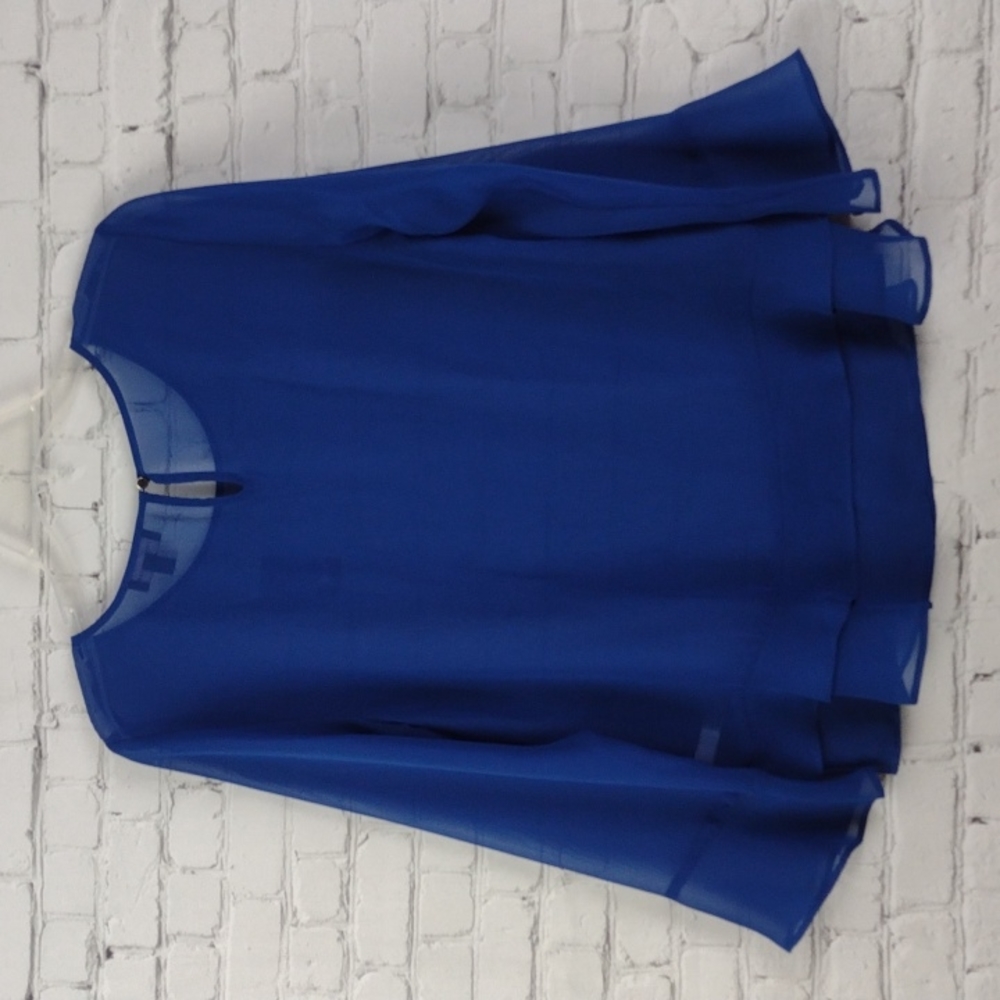 NWT The Limited Blue Sheer Ruffle Bell Sleeve Top Small - Picture 6 of 11